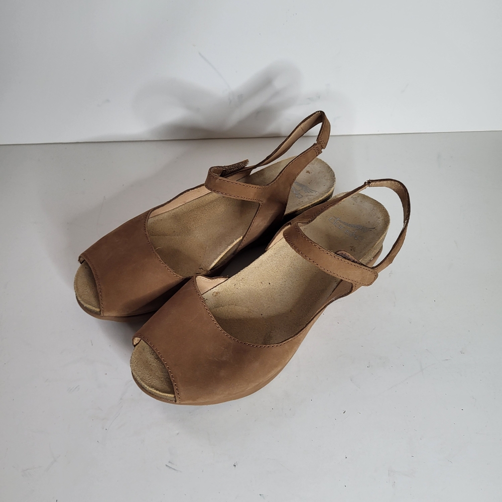 Dansko Tan Women's Peep-Toe Sandals - Size 38